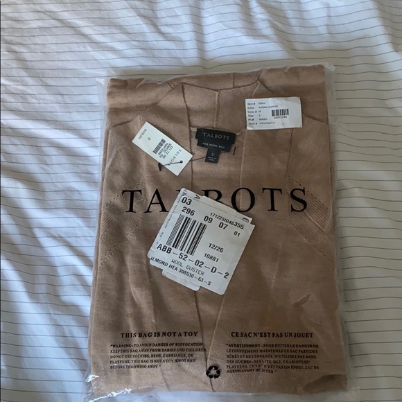 Talbots no close merino wool duster. Almond heather color. Small. - Picture 3 of 3
